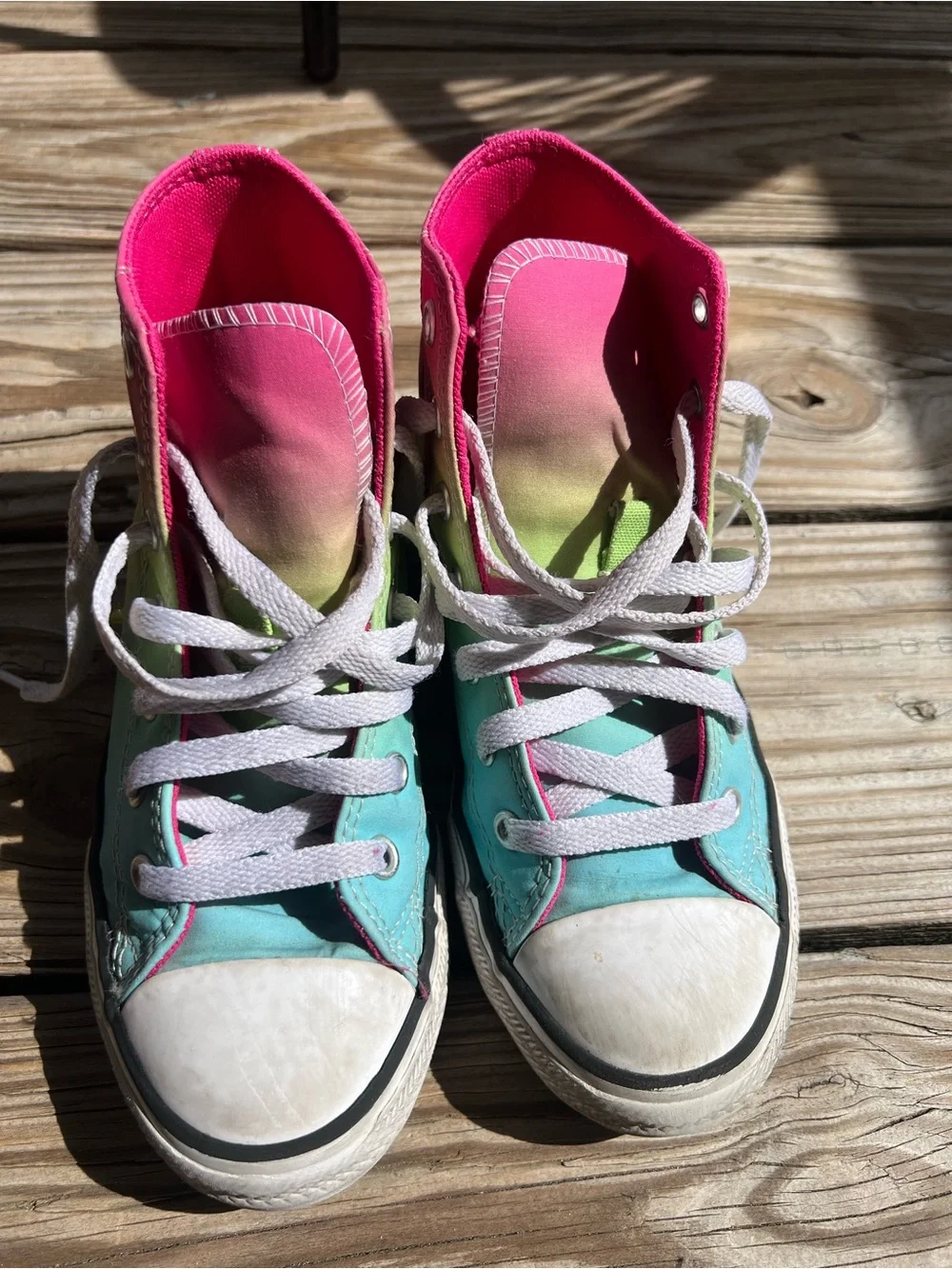 Converse Kids High Top Sneakers - Pink, Teal, Lime Gradient